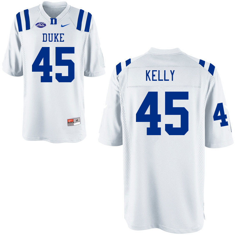 Men #45 Sean Kelly Duke Blue Devils College Football Jerseys Stitched Sale-White - Click Image to Close